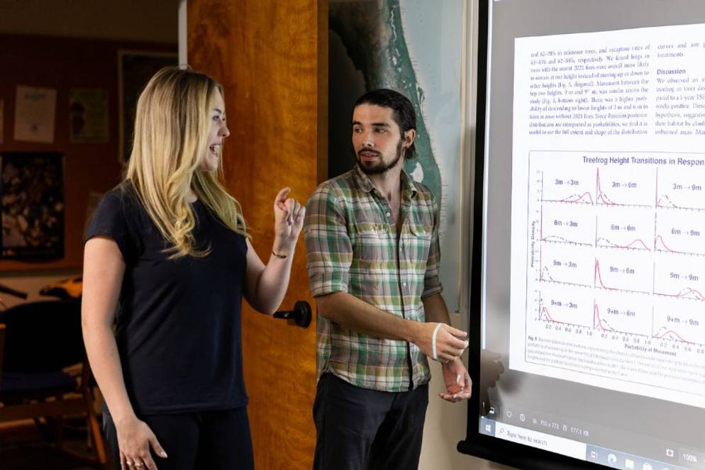 Makenna Gary ’26 with environmental studies professor Ian Biazzo