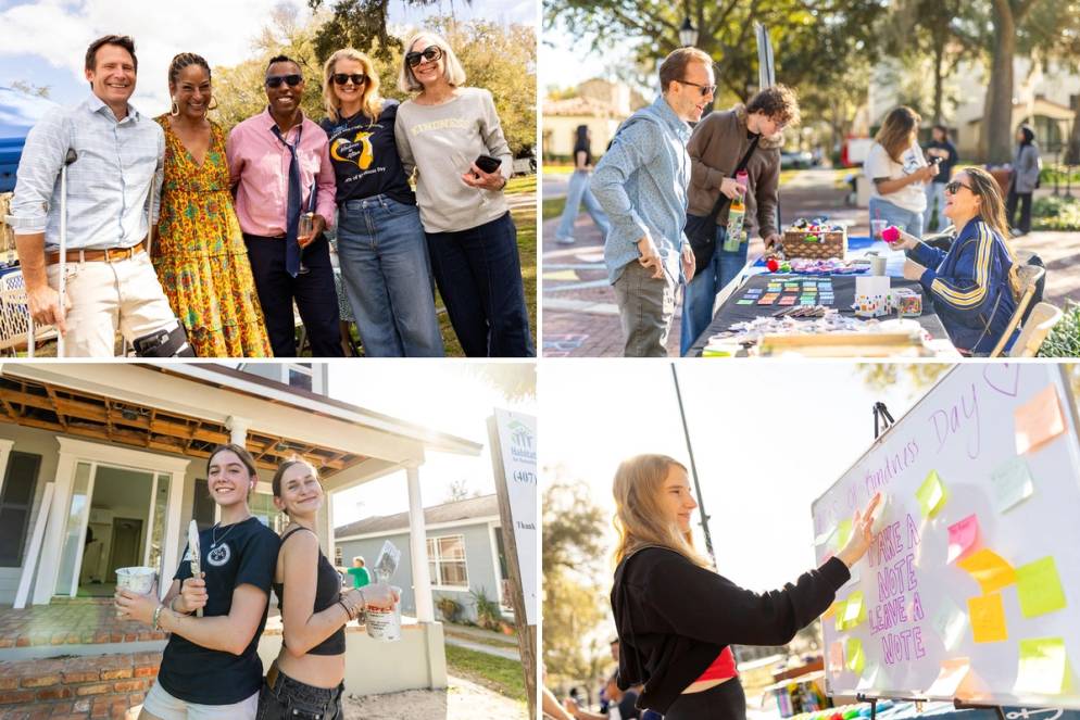 A photo grid from Rollins’ Thad and Polly Seymour Acts of Kindness Day.
