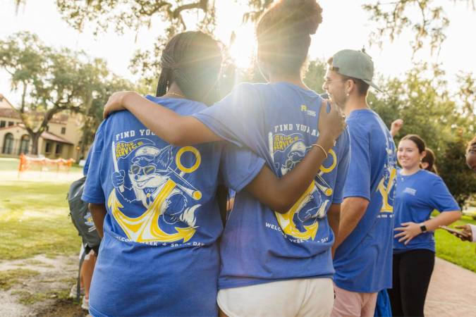 Students hugging on SPARC Day