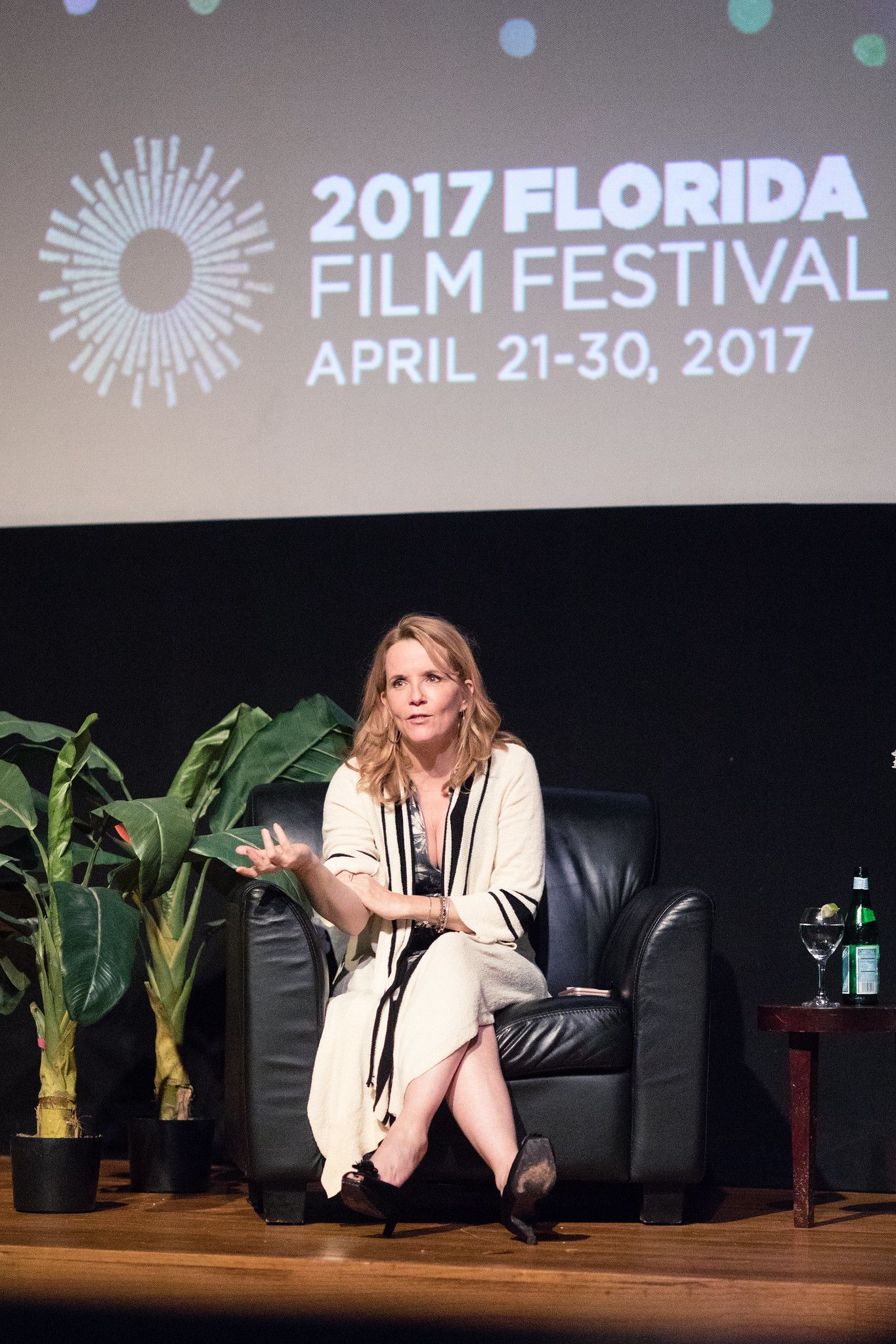 Students engaged in a question-and-answer session with actress Lea Thompson.