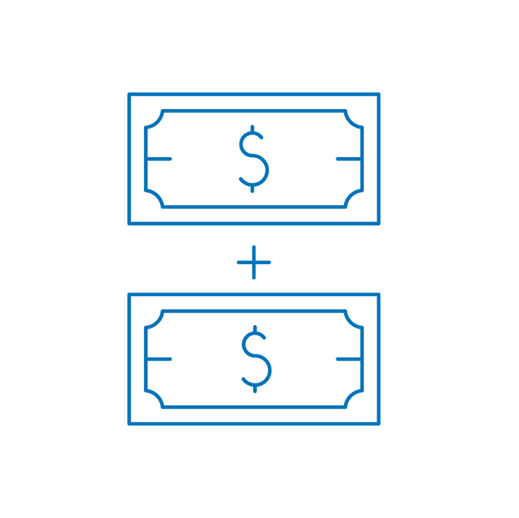 Icon depicting two units of paper money