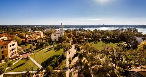An aerial view of the Rollins College campus.