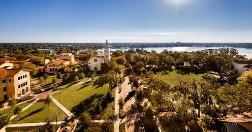 An aerial view of the Rollins College campus.