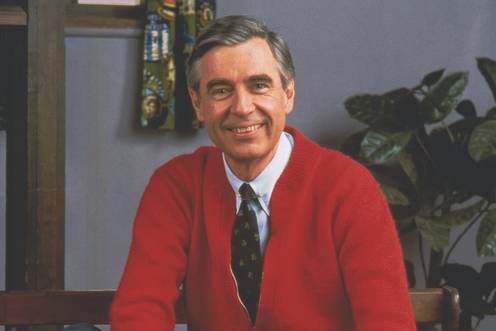 Fred Rogers on the set of Mister Rogers Neighborhood