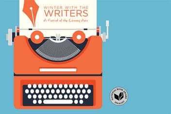 Winter with the Writers illustration of a typewriter and National Book Award Finalist logo.