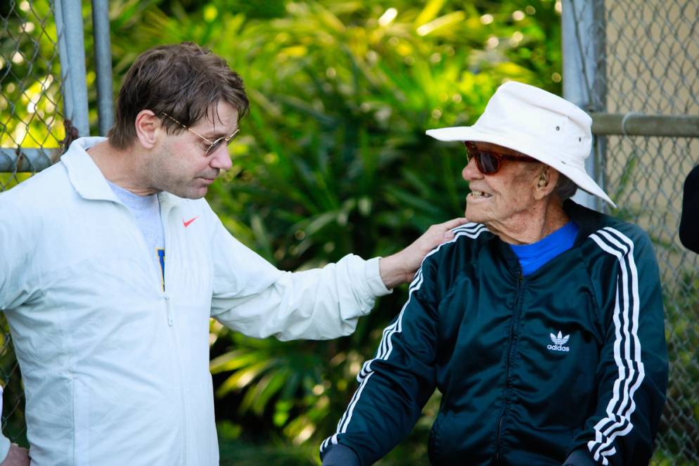  Norm Copeland ’50 pictured during Alumni Weekend with one of his former tennis players.