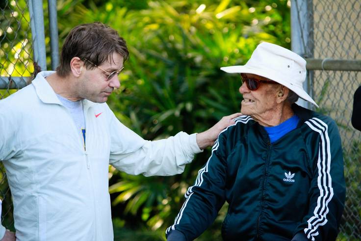 Norm Copeland ’50 pictured during Alumni Weekend with one of his former tennis players.