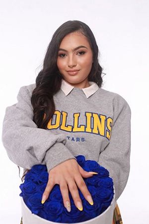Amina Mathis in a Rollins sweatshirt