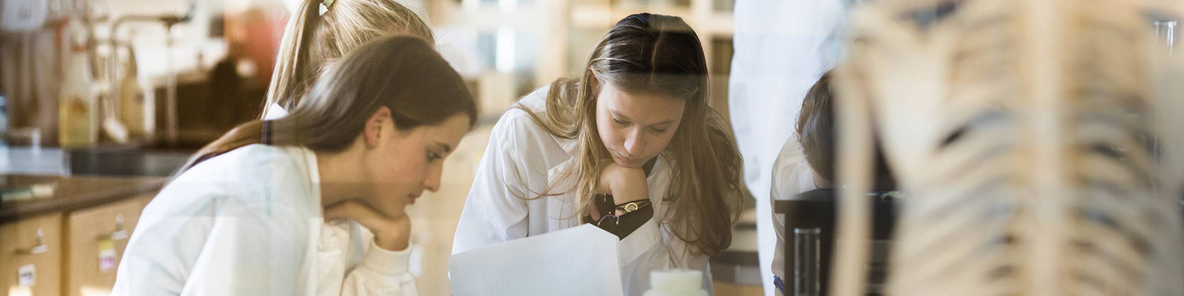Rollins students in a lab working on a science project.