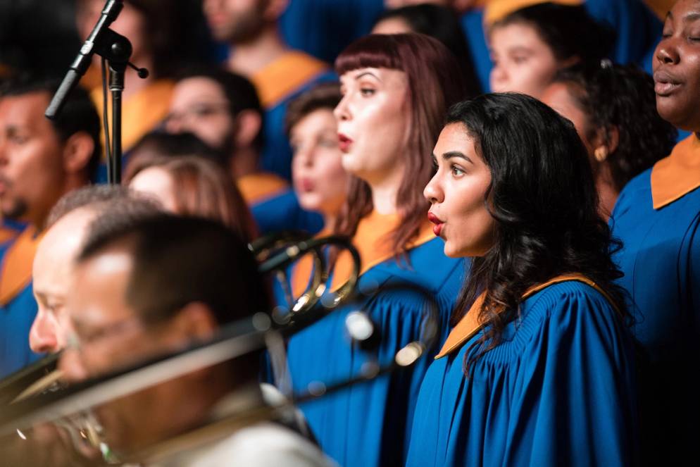 Rollins students singing in the annual holiday event, Songs of the Season