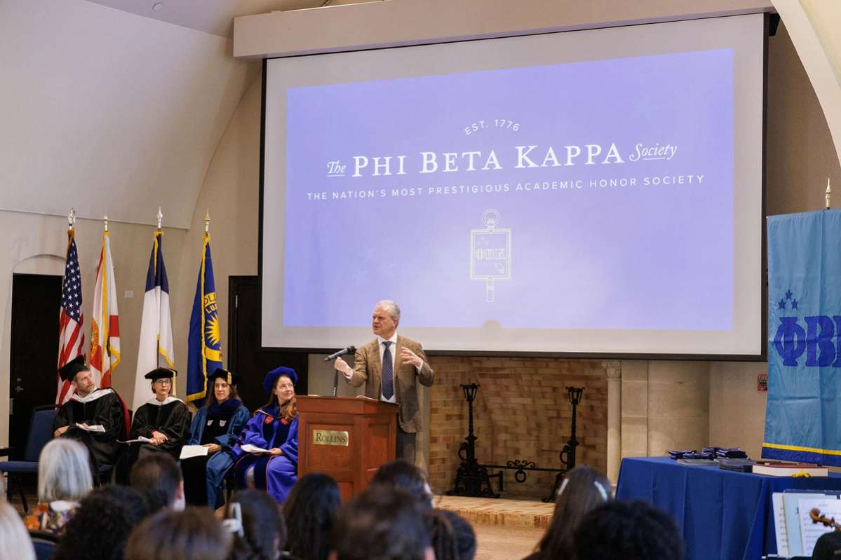 Russell Muirhead at the Phi Beta Kappa induction ceremony. 