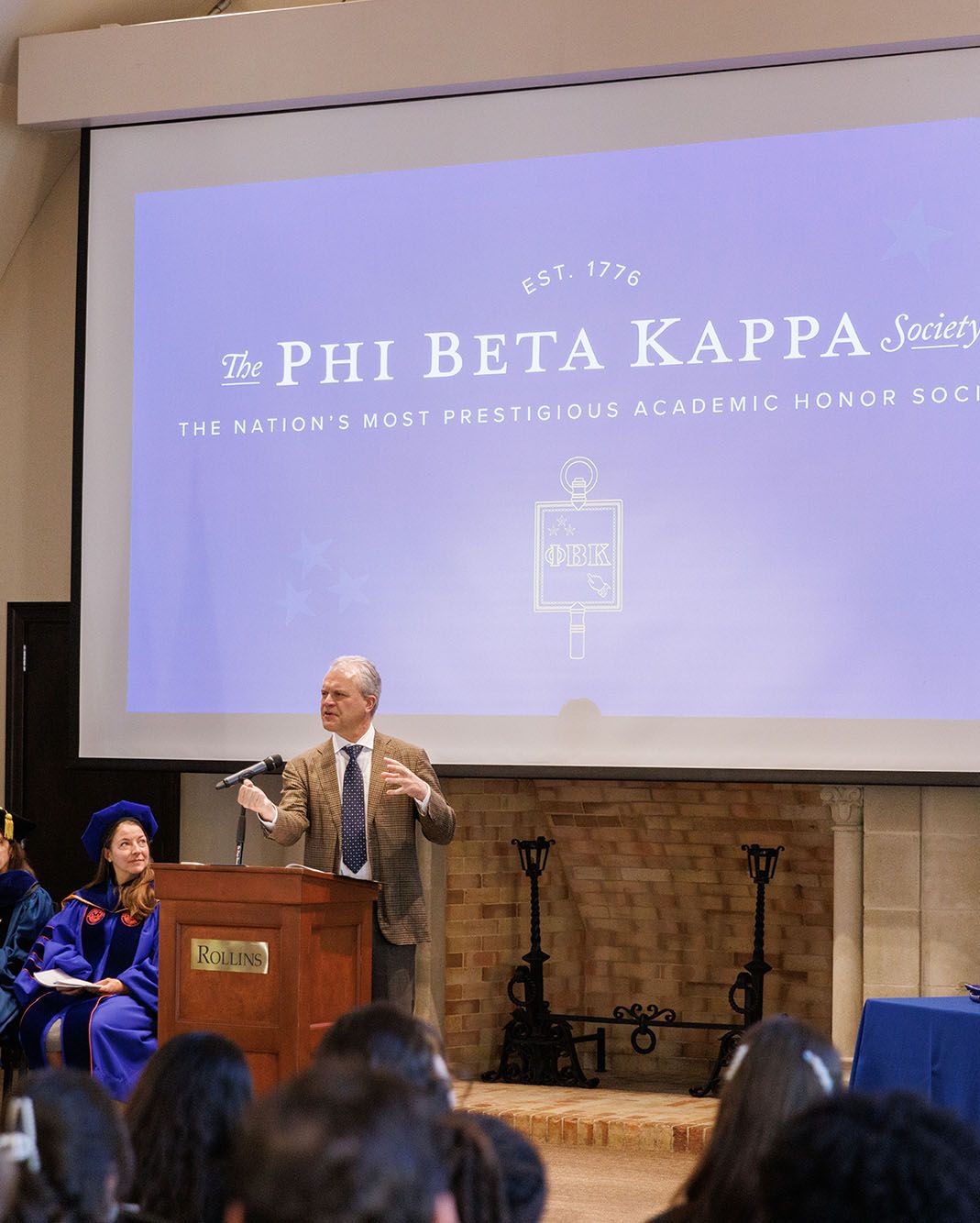 Russell Muirhead at the Phi Beta Kappa induction ceremony. 