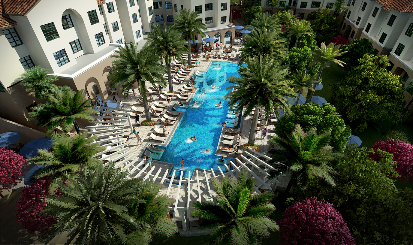 Aerial rendering of pool at Lakeside.