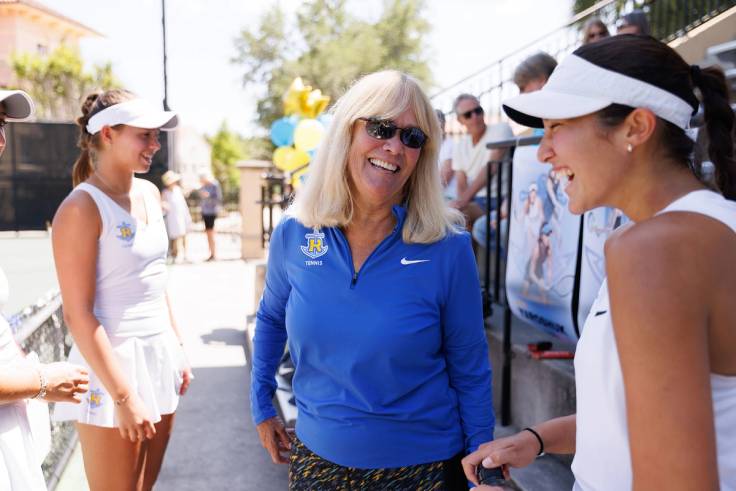 Rollins’ head women's tennis coach Bev Buckley and student-athletes