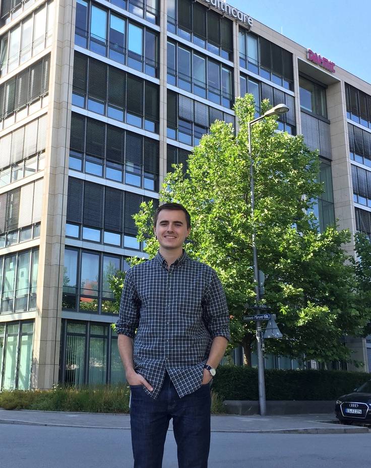 International business major Parker Magness ’18 at GE Healthcare in Munich, Germany.