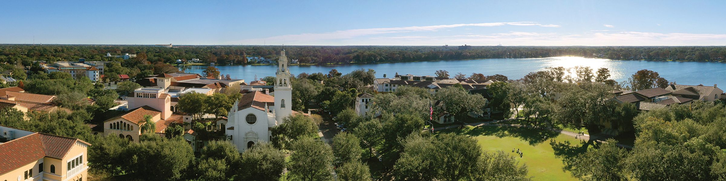 An aerial view of the Rollins College campus.