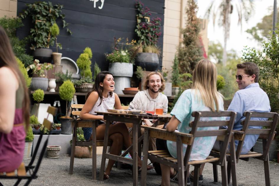 Students dining at East in Market.