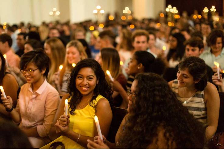 Students attending the Candlewish ceremony.