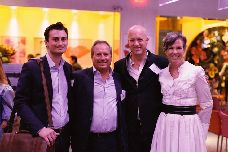 Trustee Stacy Van Praagh '93 at a NYC alumni event alongside her husband Giles