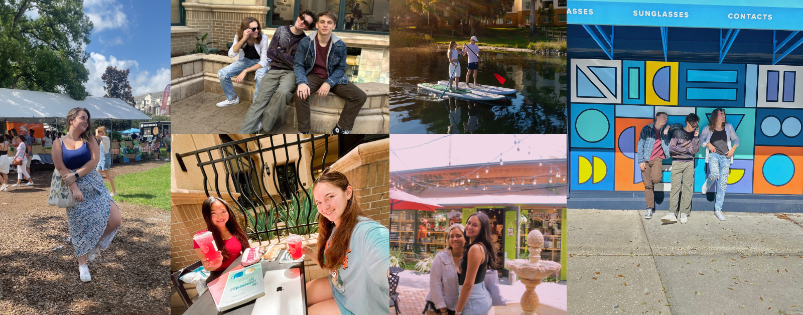 Collage of Rollins College students' Instagram posts on campus.