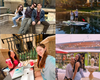 Collage of Rollins College students' Instagram posts on campus.