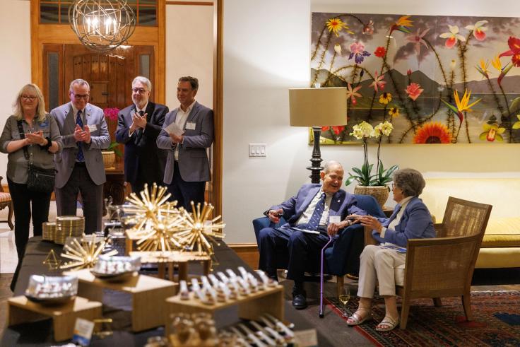 Harold Ward and his wife, Libby, at Barker House at Rollins College.