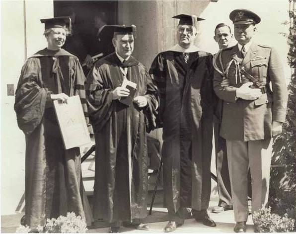 Hamilton Holt pictured with First Lady Eleanor Roosevelt and President Franklin D. Roosevelt, who received an honorary degree from Rollins College in 1936.