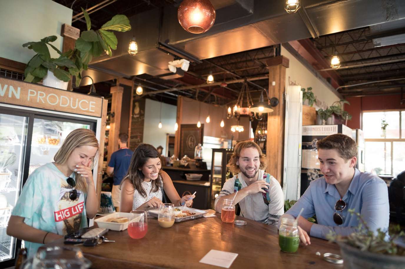 Students enjoying meals in Skillman Dining Hall, Rollins’ main dining center located in the Campus Center.