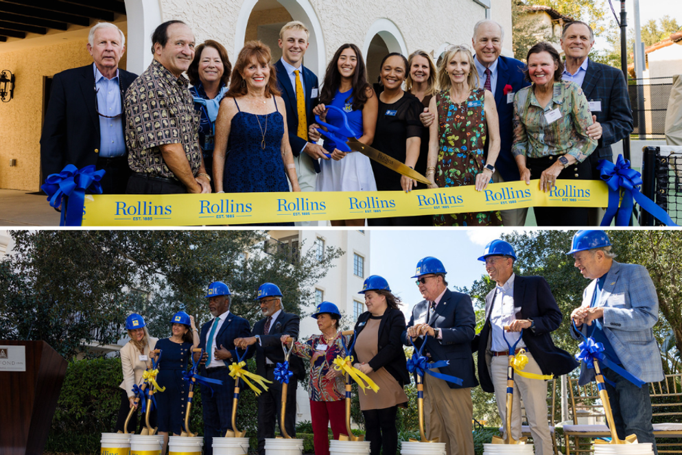 Two group photos of alumni & donors on campus for special events