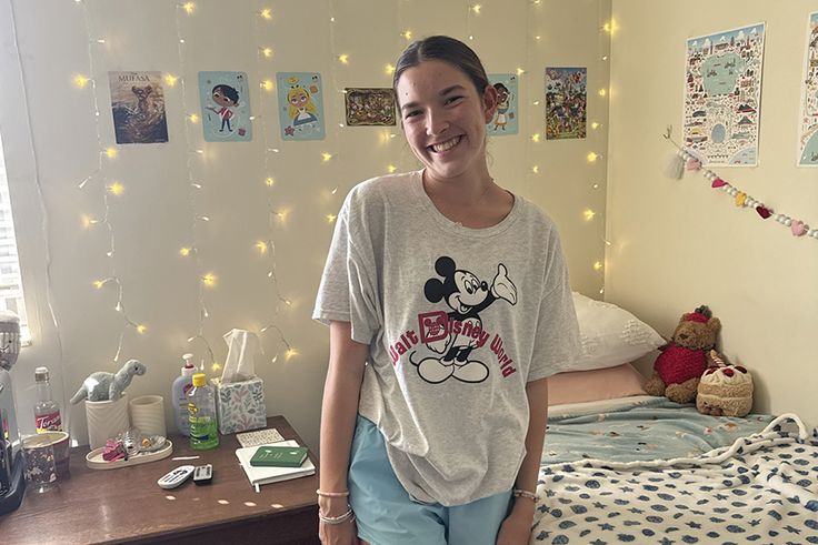 Ava Bartolomucci in her dorm room