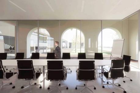 A rendering depicting a board room in a new facility for the Crummer Graduate School of Business.
