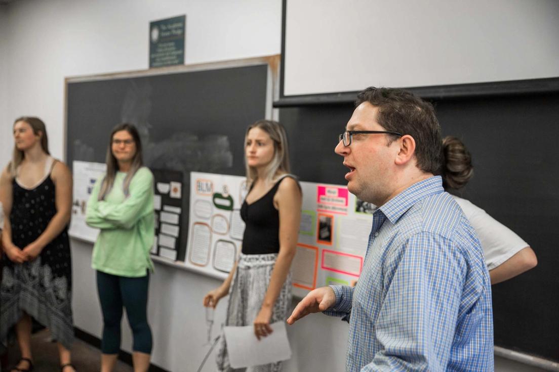 Rollins professor Matt Nichter engaging his students in discussion.