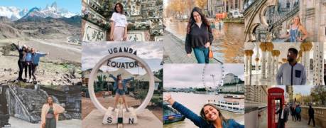 Collage of Rollins College students studying abroad in different countries.