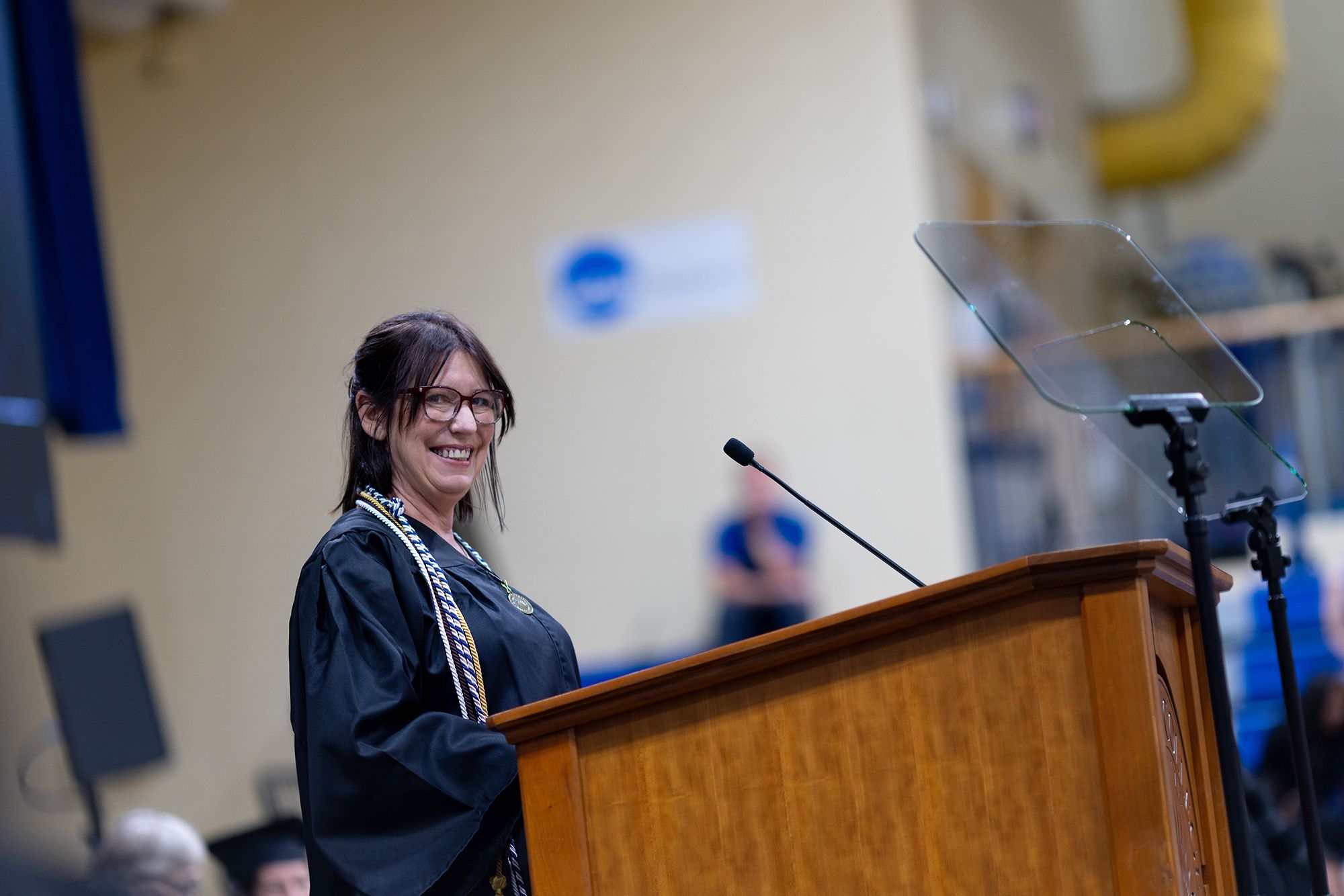 Jeannine Saady ’26 giving her commencement address