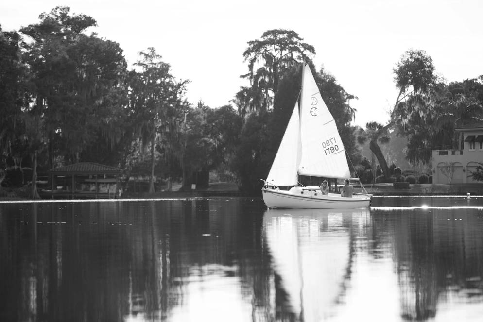 Grant and Peg Cornwell sailing on Lake Virginia.