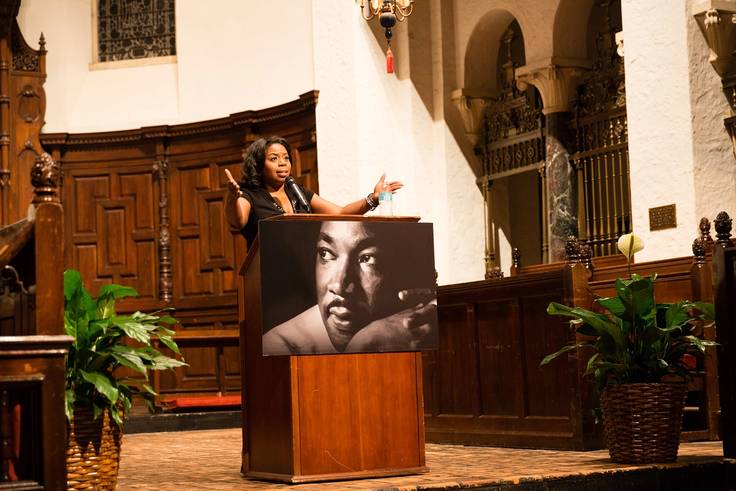 Rev. Katrina Jenkins leads a special service honoring Martin Luther King, Jr. 