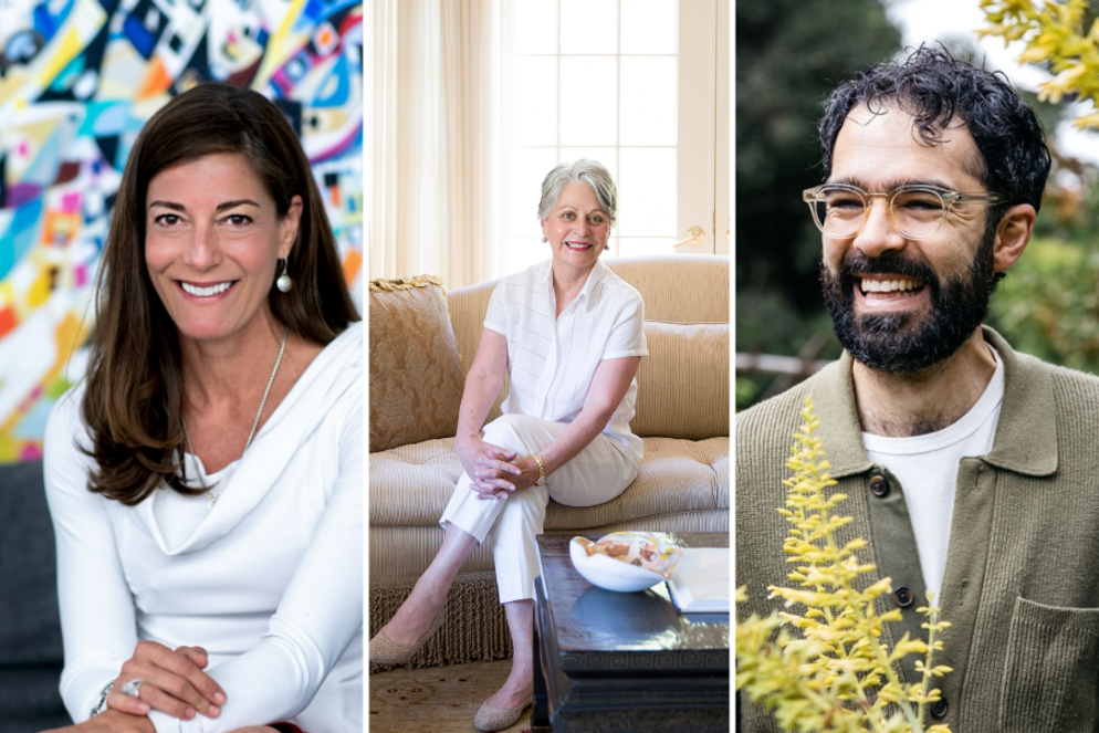 A grid of three professional alumni photos.