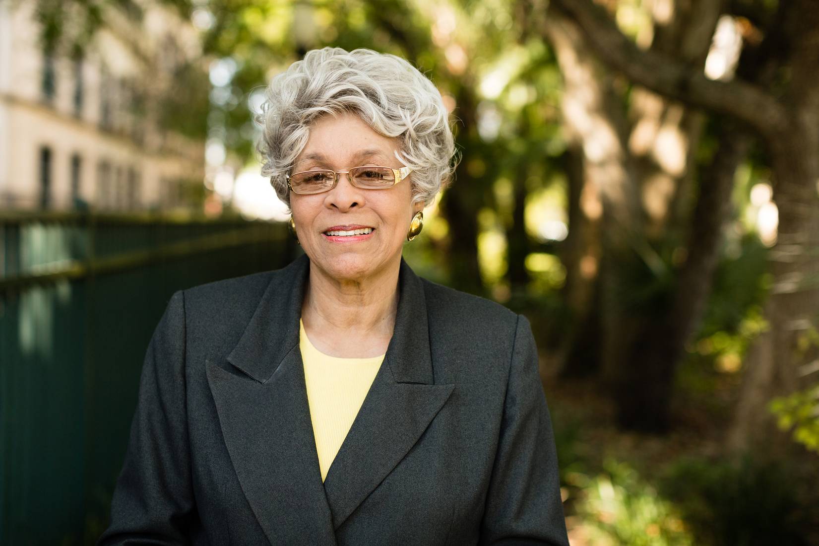 Vivian Carrington poses for a portrait on the Rollins College campus.