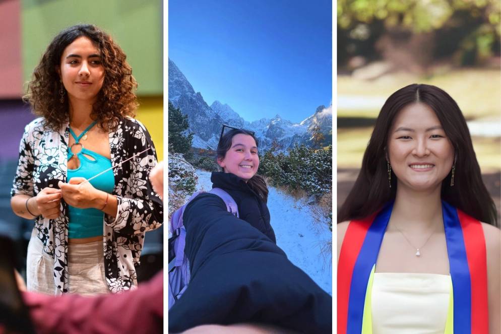 Fulbright Scholars Pia Hernandez ’25, Sophia Cassa ’25, and Katherine Kim ’24