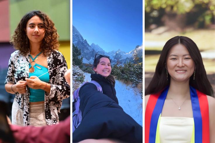 Fulbright Scholars Pia Hernandez ’25, Sophia Cassa ’25, and Katherine Kim ’24
