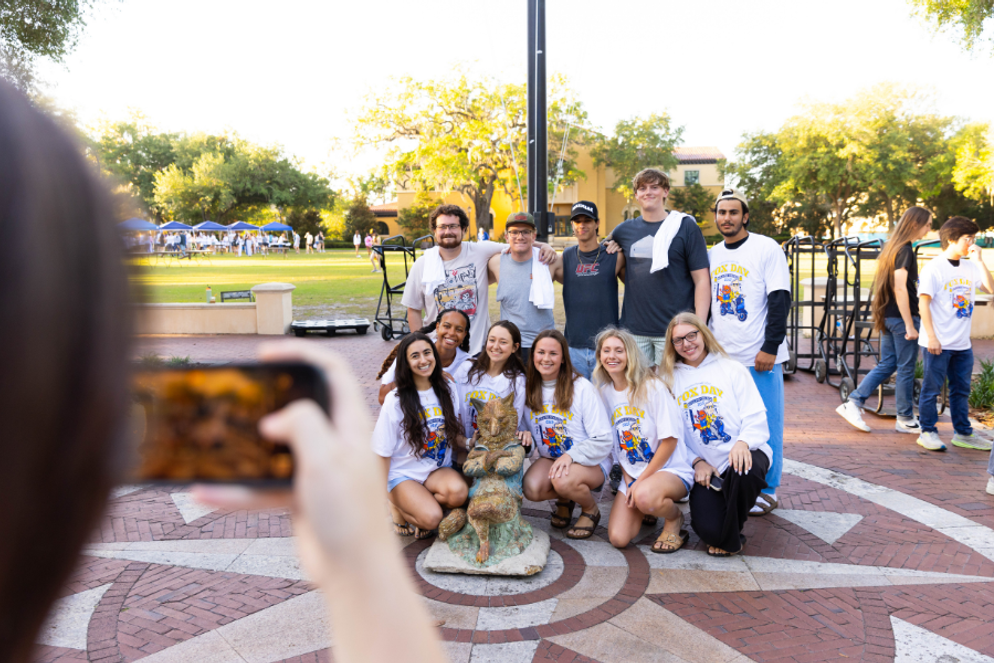 Students posing with the Fox