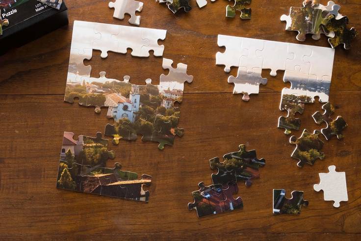 A jigsaw puzzle depicting an aerial photo of Rollins College