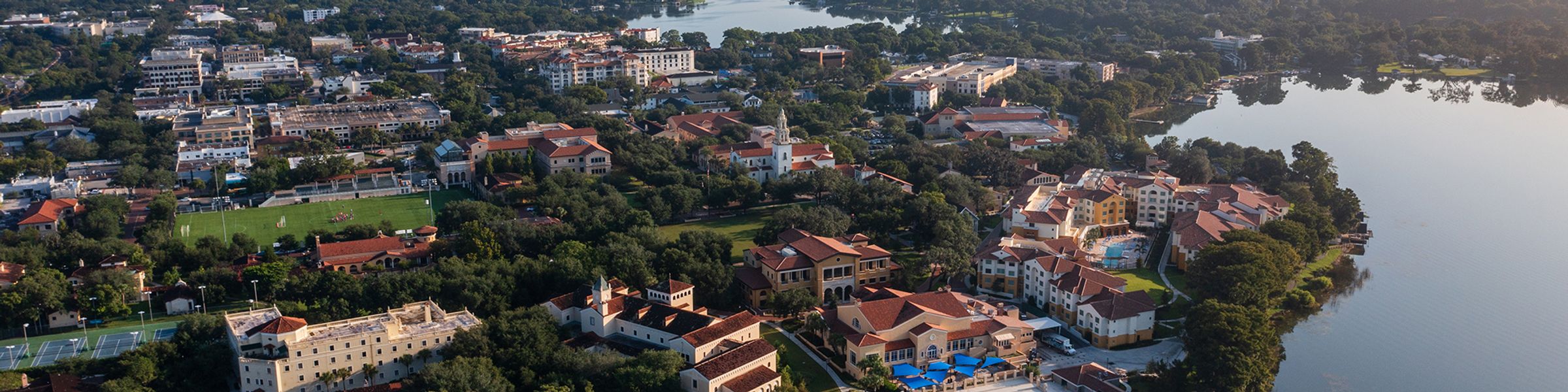 Aerial view of the entire Rollins College campus. 