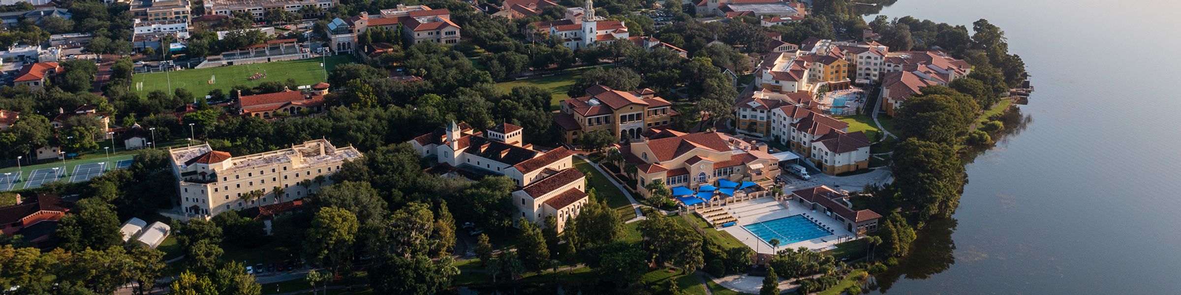 An aerial view of the Rollins College campus.