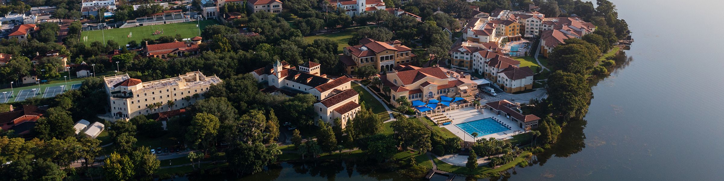 A aerial view of the Rollins College campus.