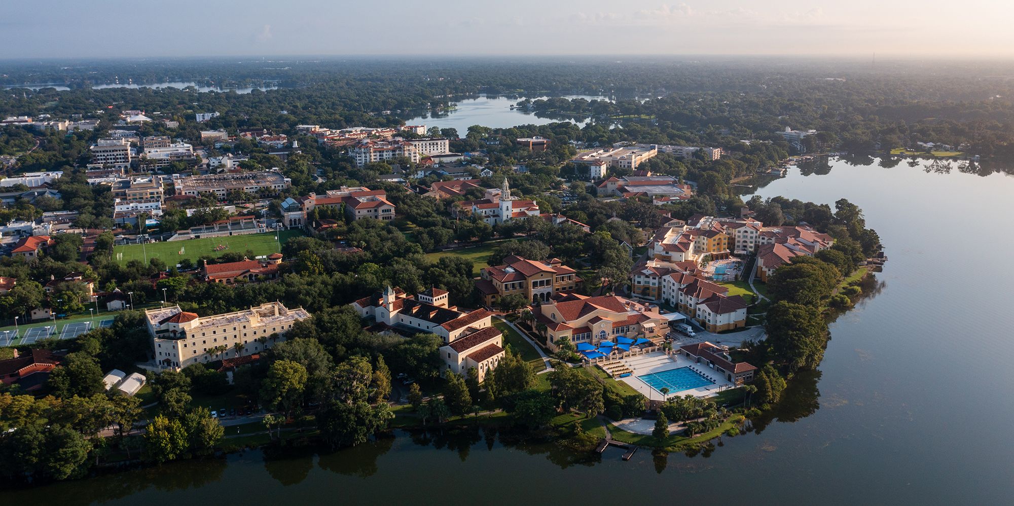 An aerial view of the Rollins College campus.