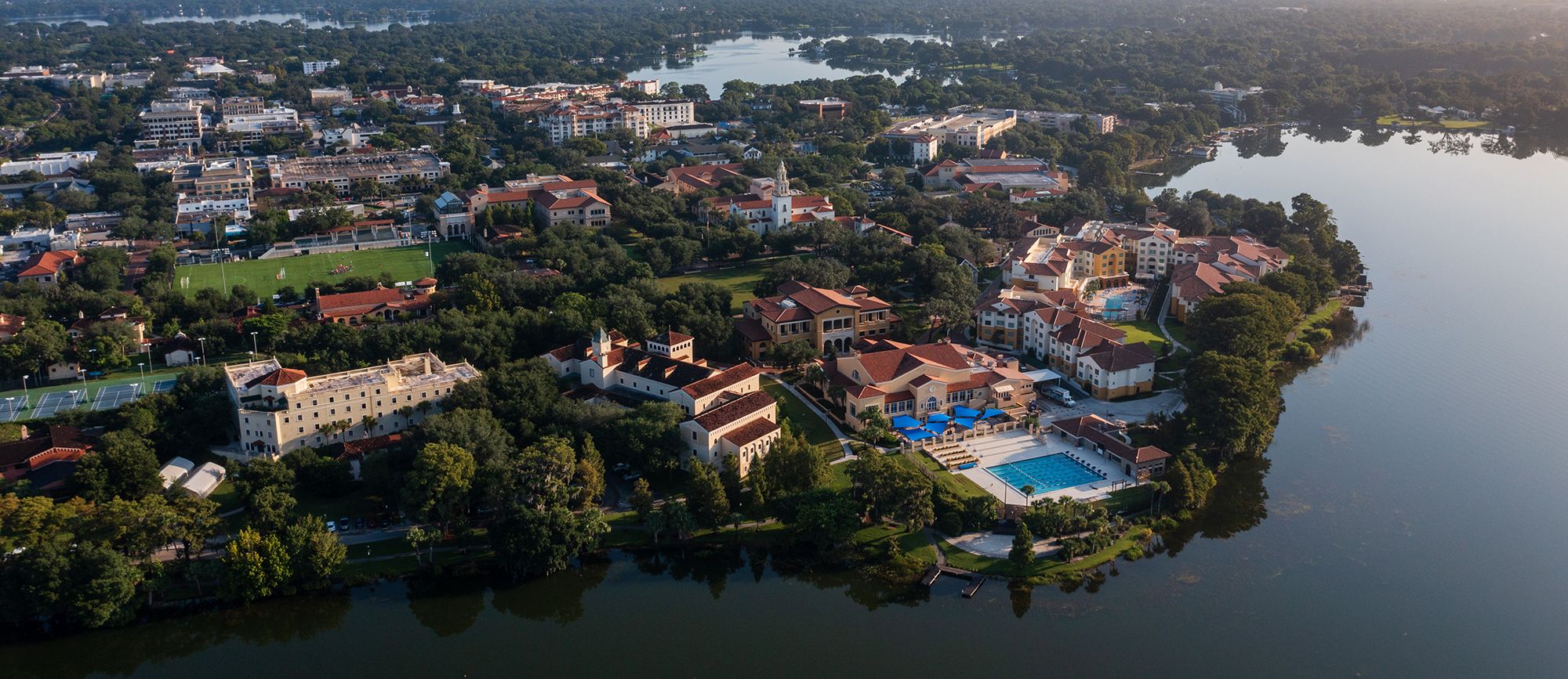 A aerial view of the Rollins College campus.