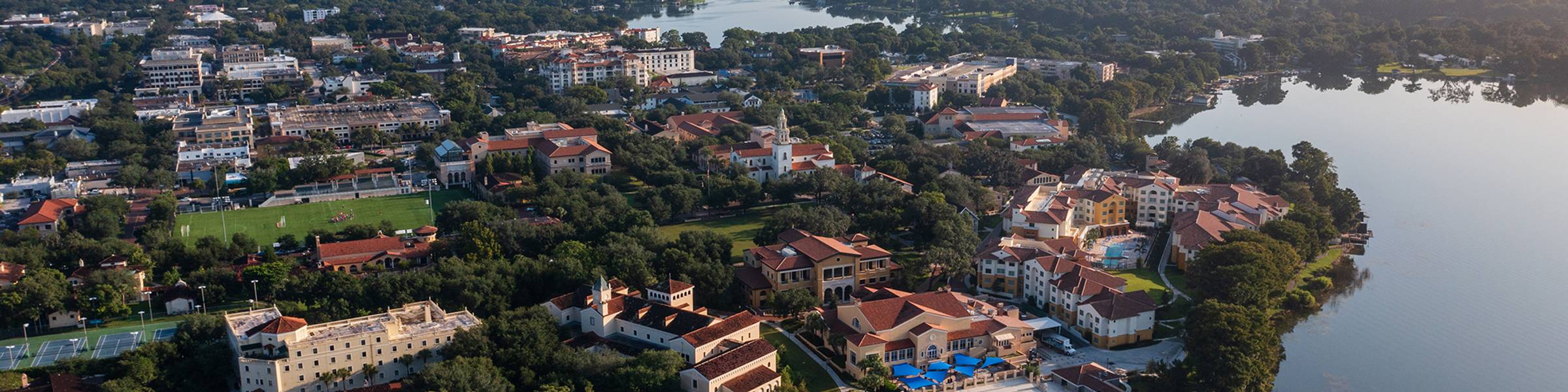 Aerial view of the entire Rollins College campus.