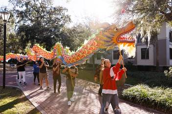 Chinese dragon dance on campus