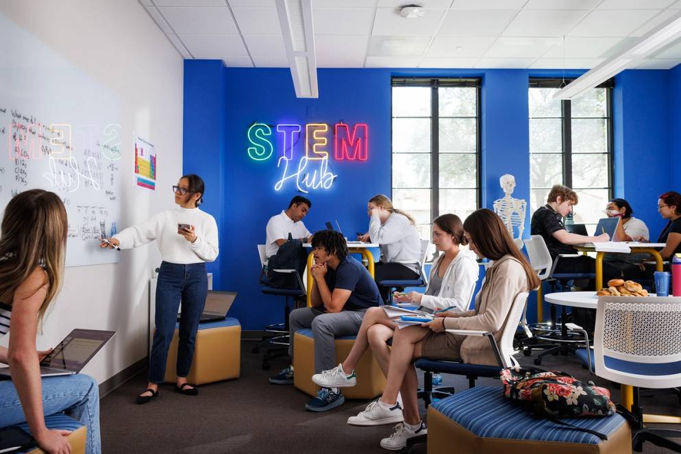 Students work together in the STEM Hub.